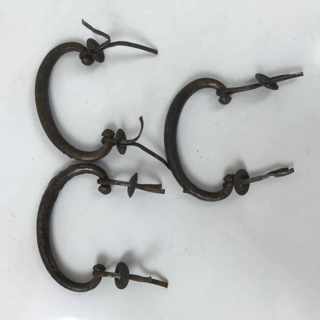 Antique Japanese Iron Tansu Chest Handle Drawer Furniture Hardware 3pc JK828