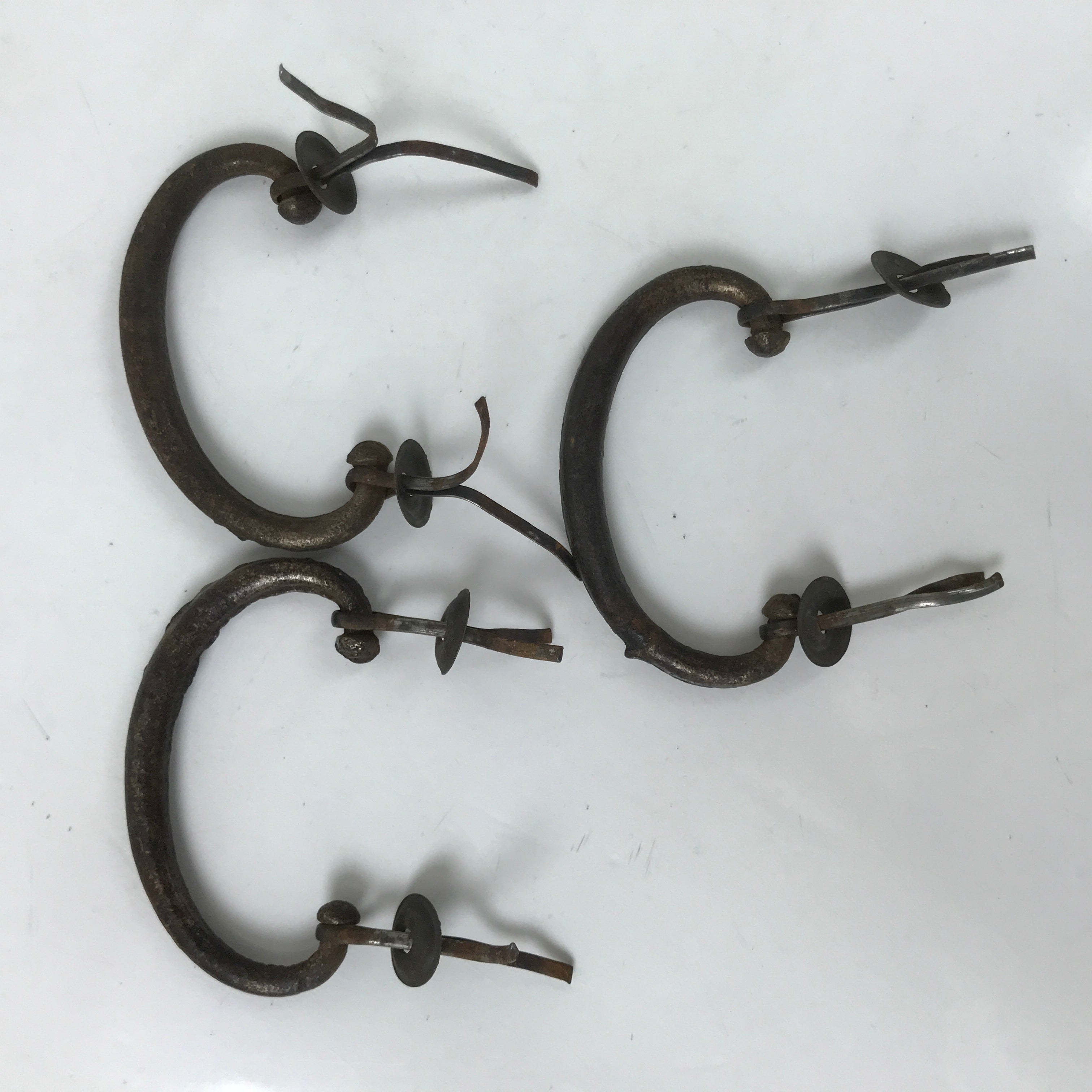 Antique Japanese Iron Tansu Chest Handle Drawer Furniture Hardware 3pc JK828