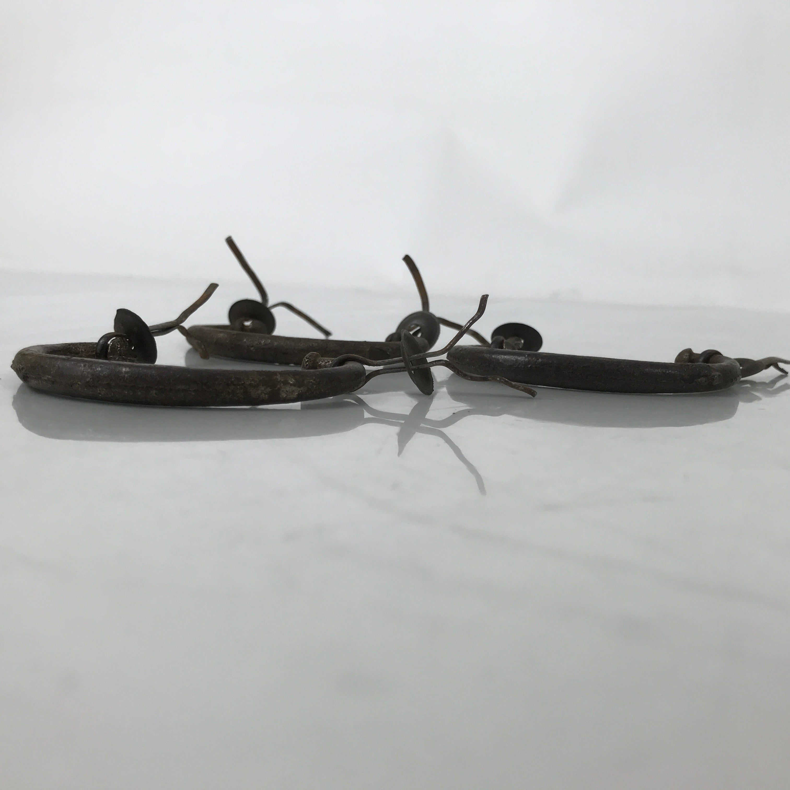 Antique Japanese Iron Tansu Chest Handle Drawer Furniture Hardware 3pc JK828