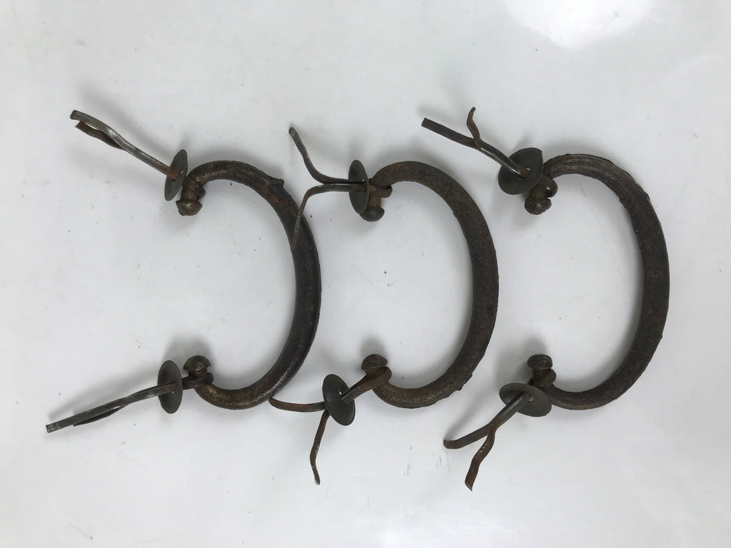 Antique Japanese Iron Tansu Chest Handle Drawer Furniture Hardware 3pc JK828