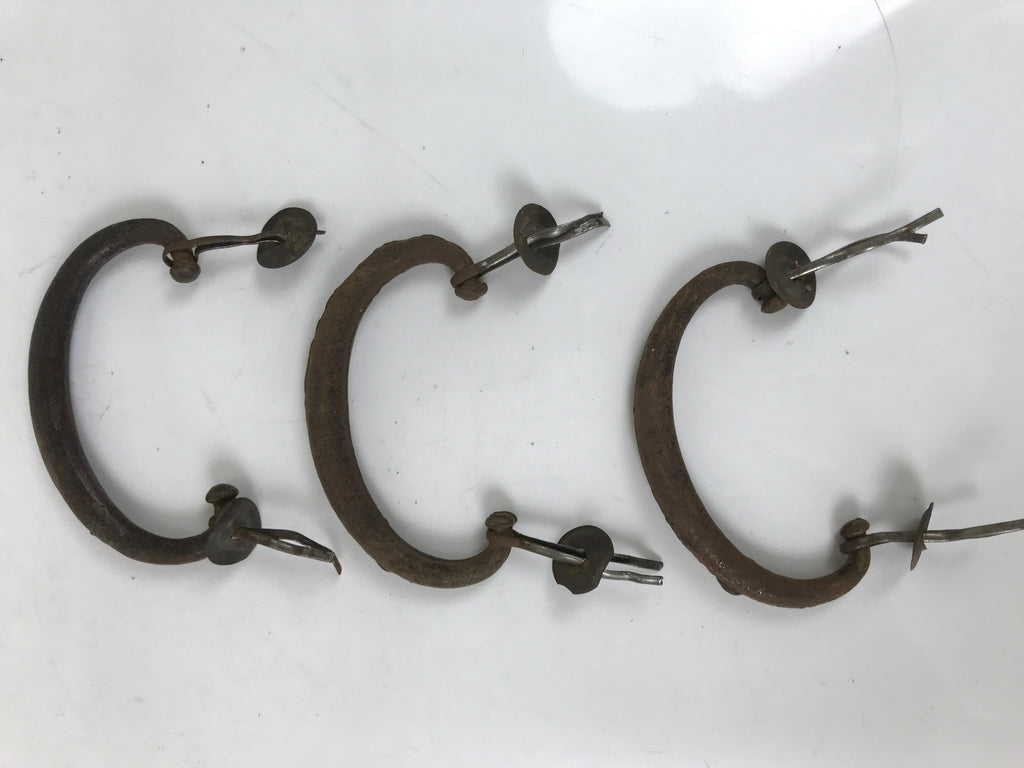 Antique Japanese Iron Tansu Chest Handle Drawer Furniture Hardware 3pc JK831