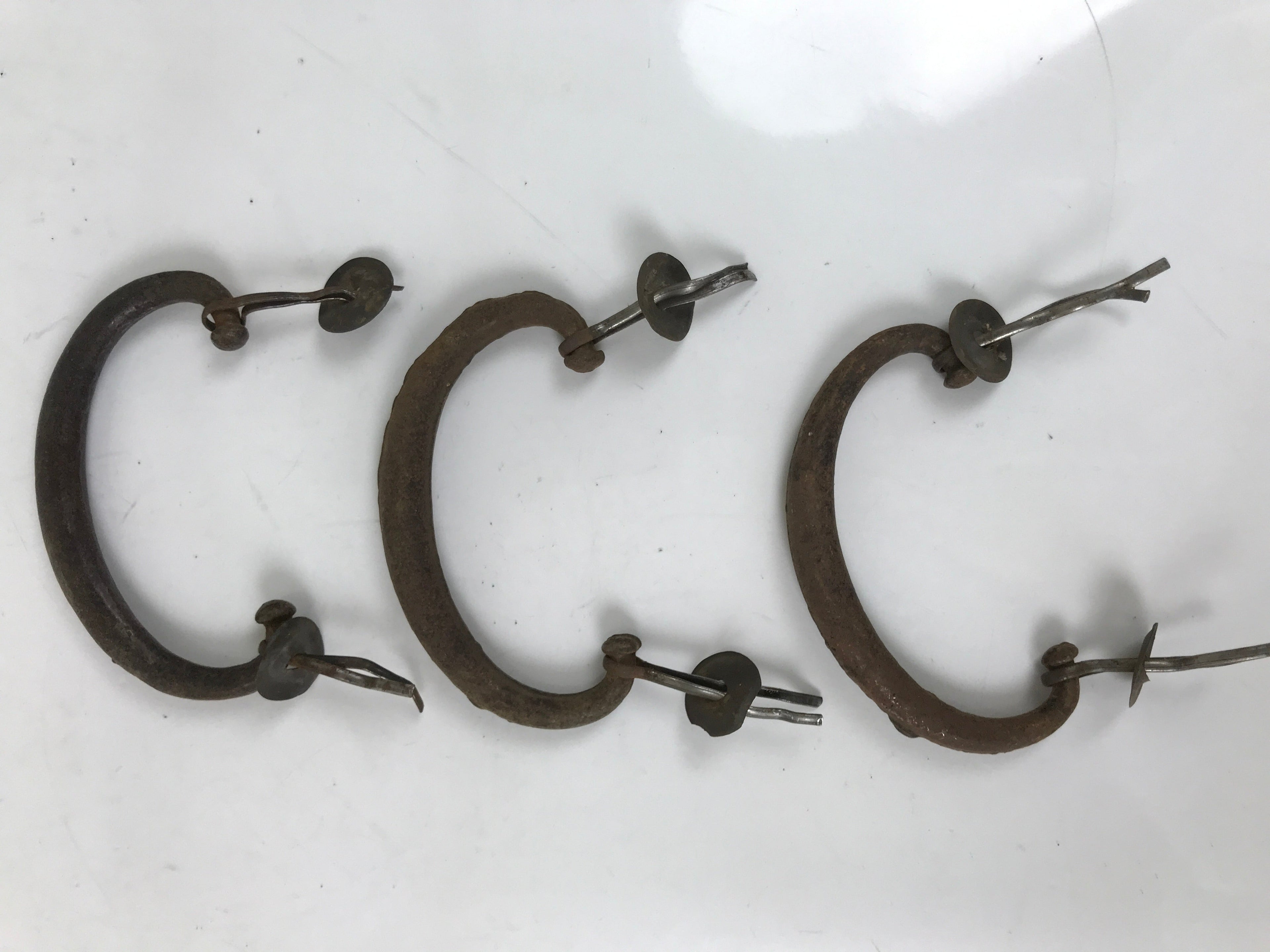 Antique Japanese Iron Tansu Chest Handle Drawer Furniture Hardware 3pc JK831