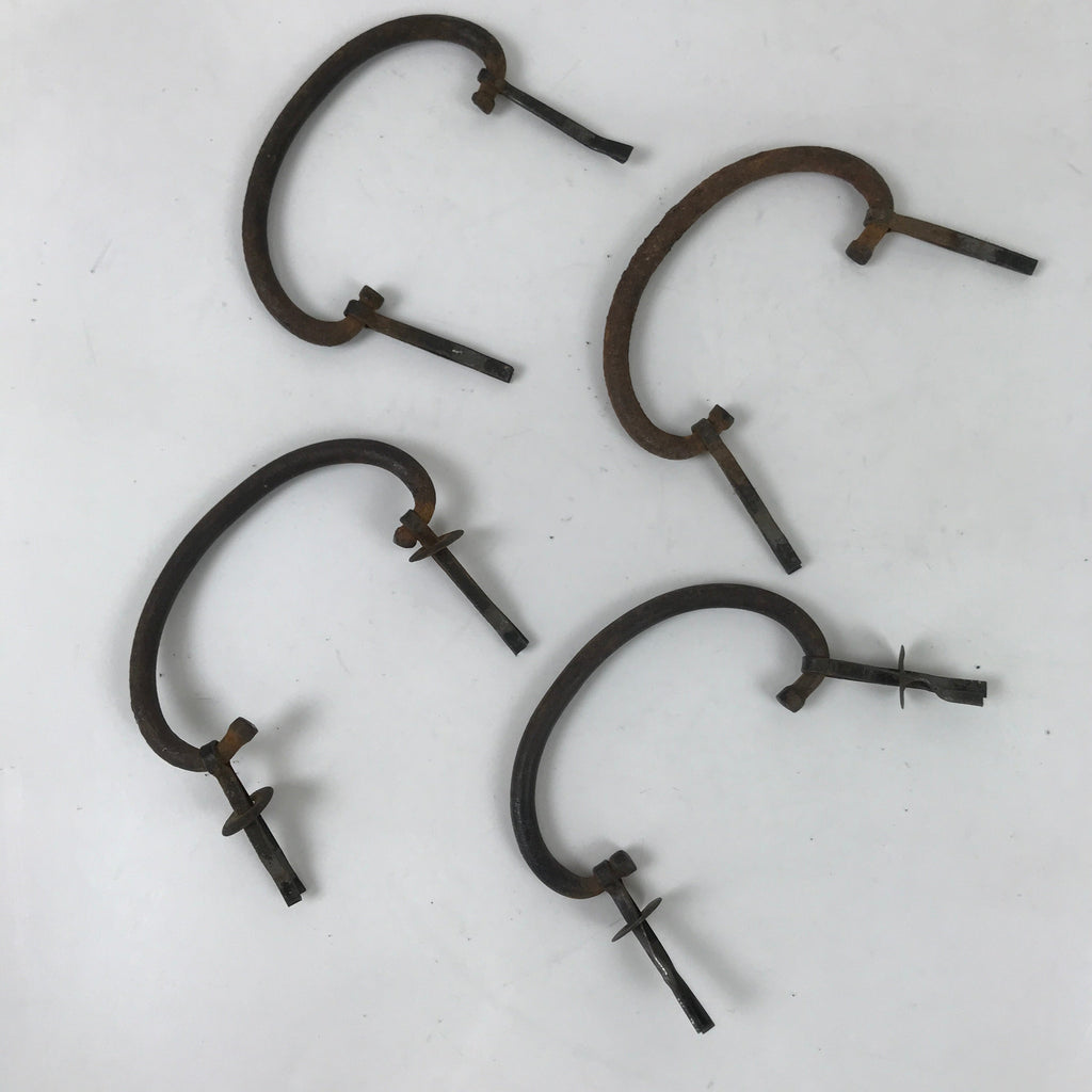 Antique Japanese Iron Tansu Chest Handle Drawer Furniture Hardware 4pc JK827