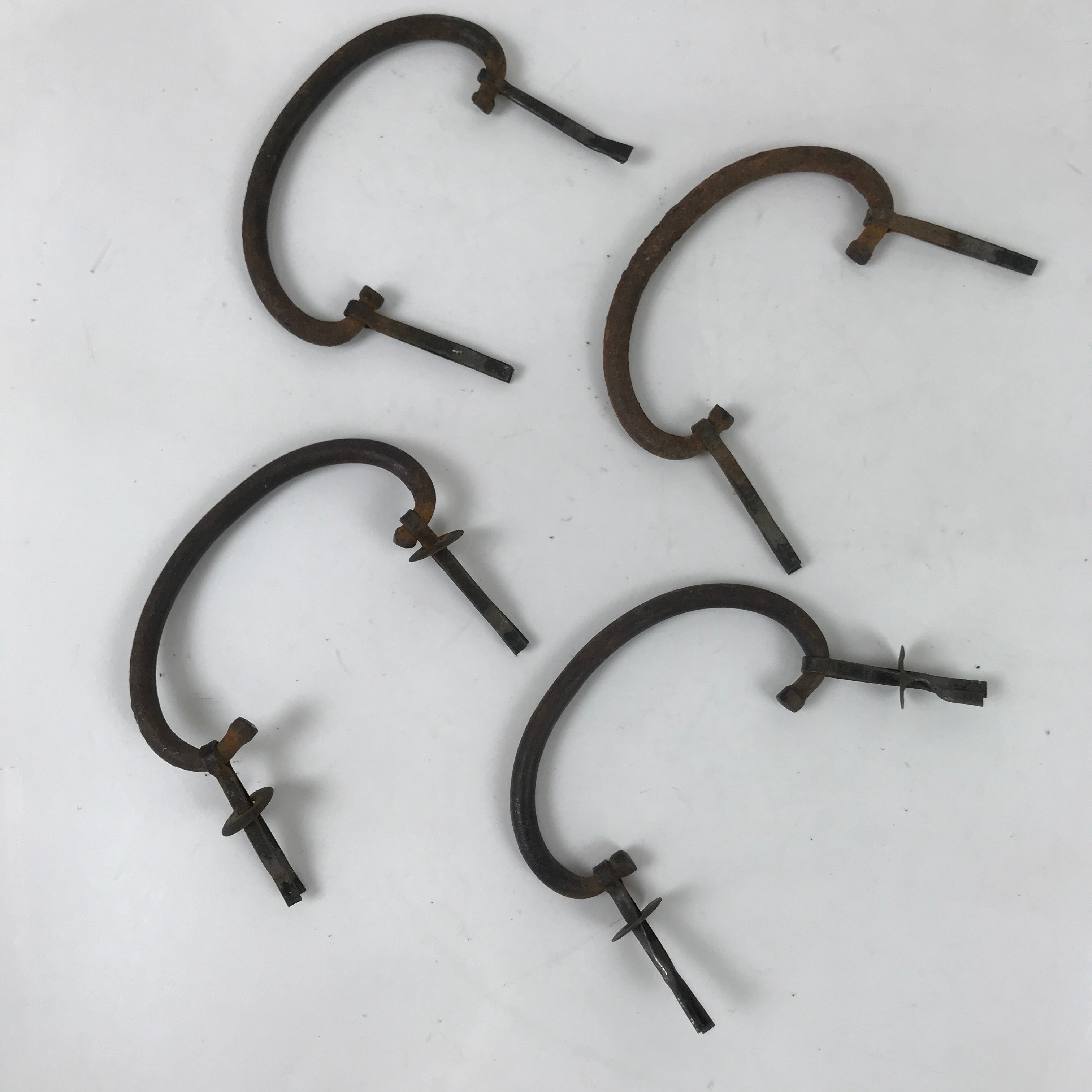 Antique Japanese Iron Tansu Chest Handle Drawer Furniture Hardware 4pc JK827