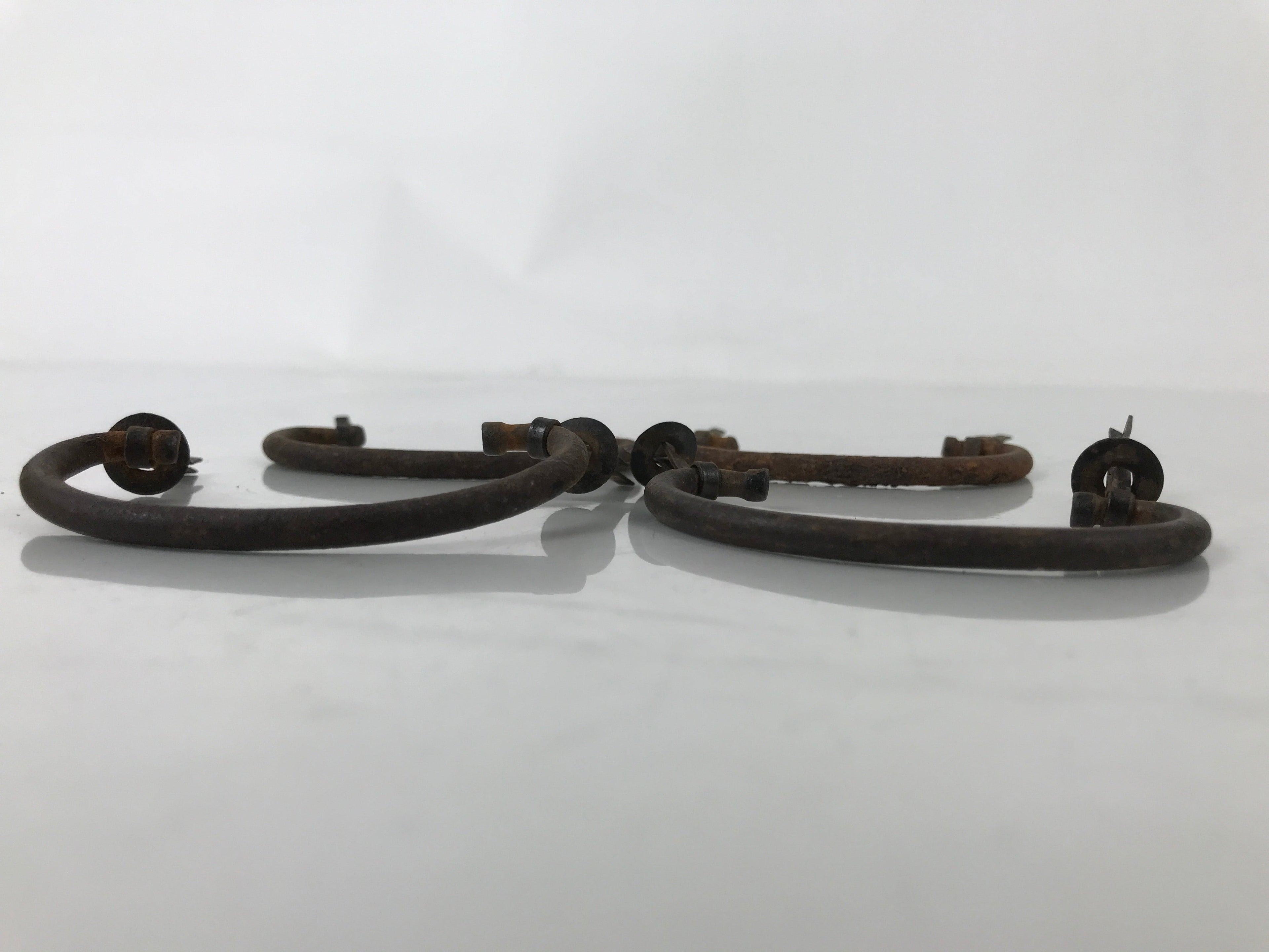 Antique Japanese Iron Tansu Chest Handle Drawer Furniture Hardware 4pc JK827