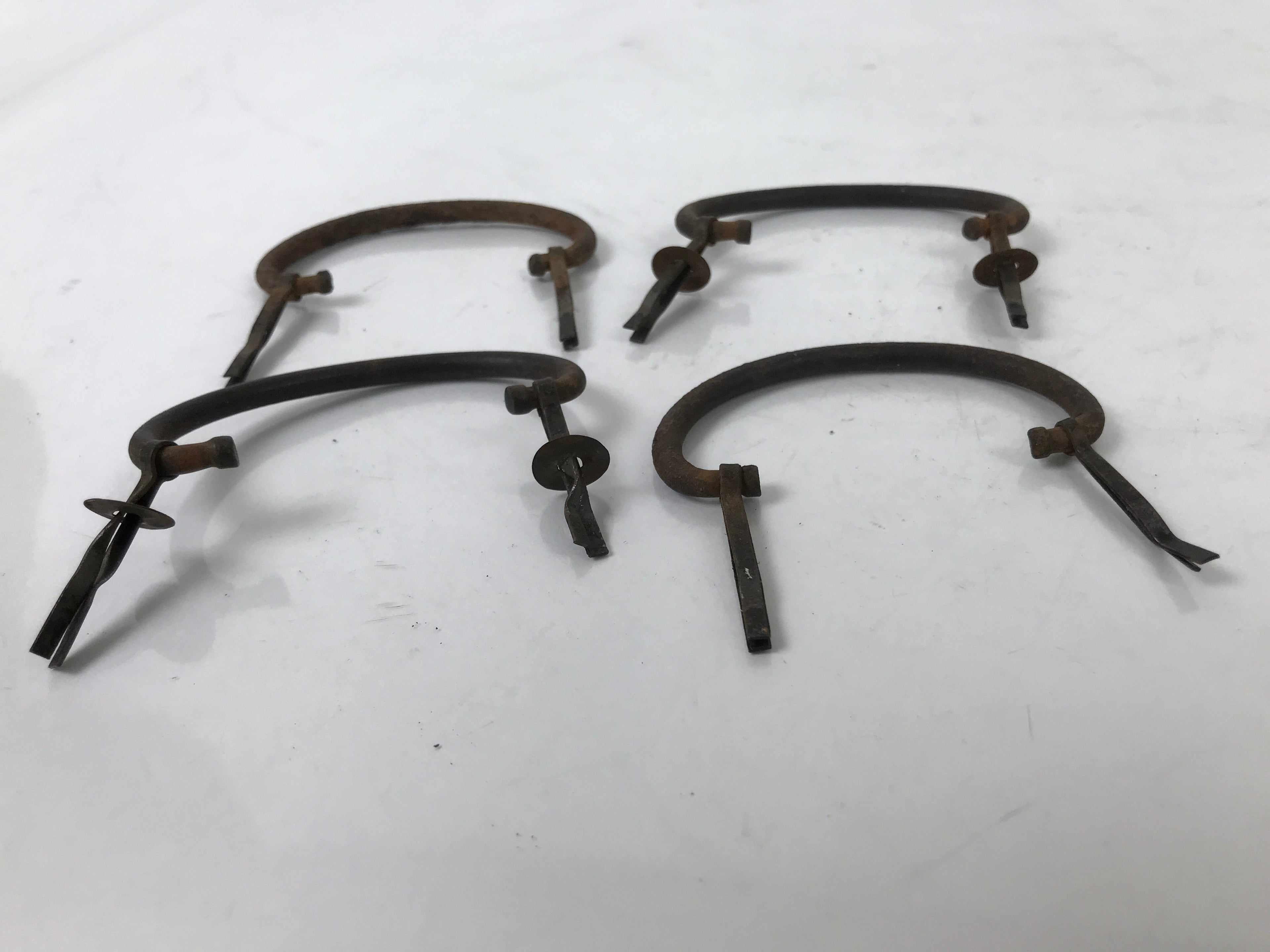 Antique Japanese Iron Tansu Chest Handle Drawer Furniture Hardware 4pc JK827