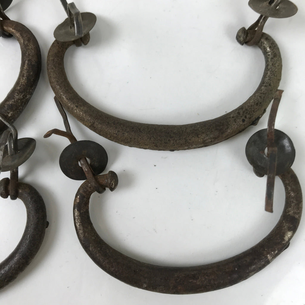 Antique Japanese Iron Tansu Chest Handle Drawer Furniture Hardware 4pc JK829