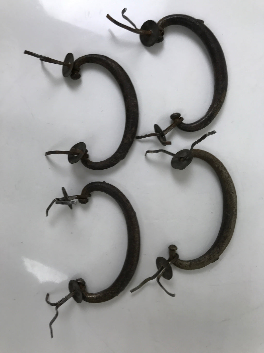 Antique Japanese Iron Tansu Chest Handle Drawer Furniture Hardware 4pc JK829