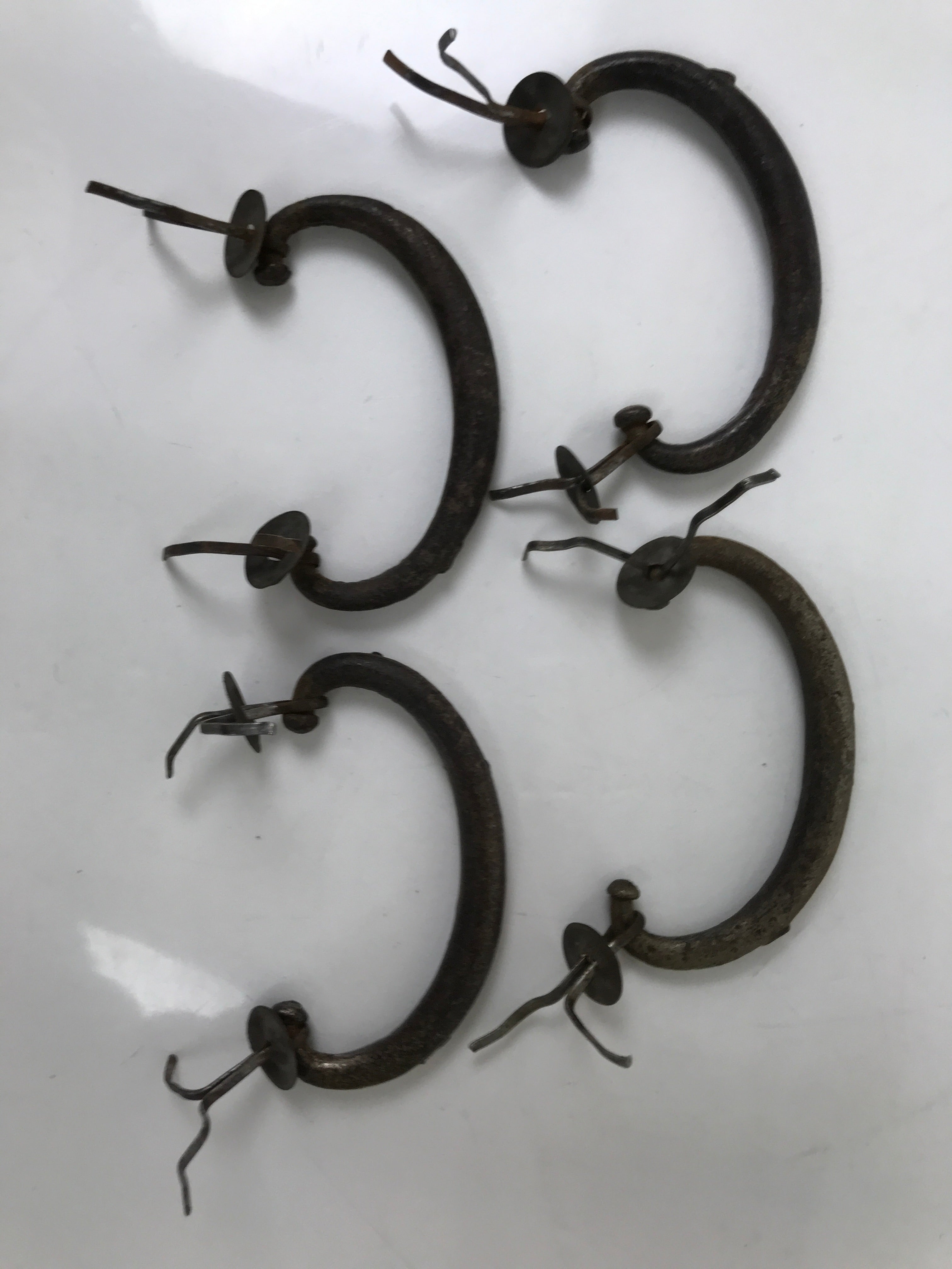 Antique Japanese Iron Tansu Chest Handle Drawer Furniture Hardware 4pc JK829