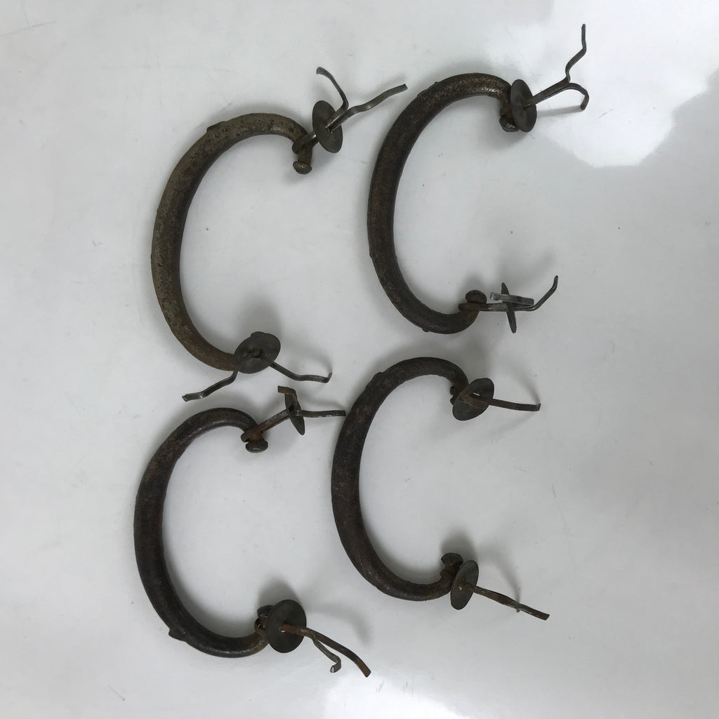 Antique Japanese Iron Tansu Chest Handle Drawer Furniture Hardware 4pc JK829
