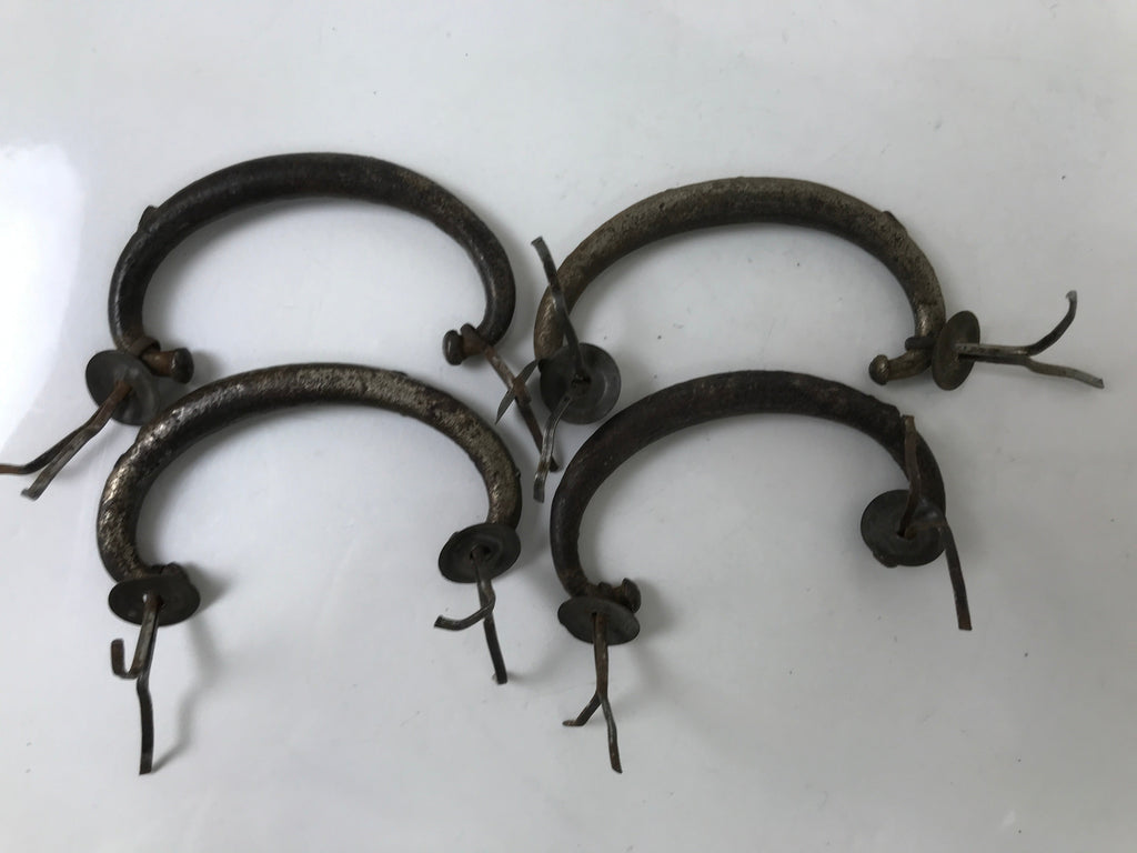 Antique Japanese Iron Tansu Chest Handle Drawer Furniture Hardware 4pc JK829