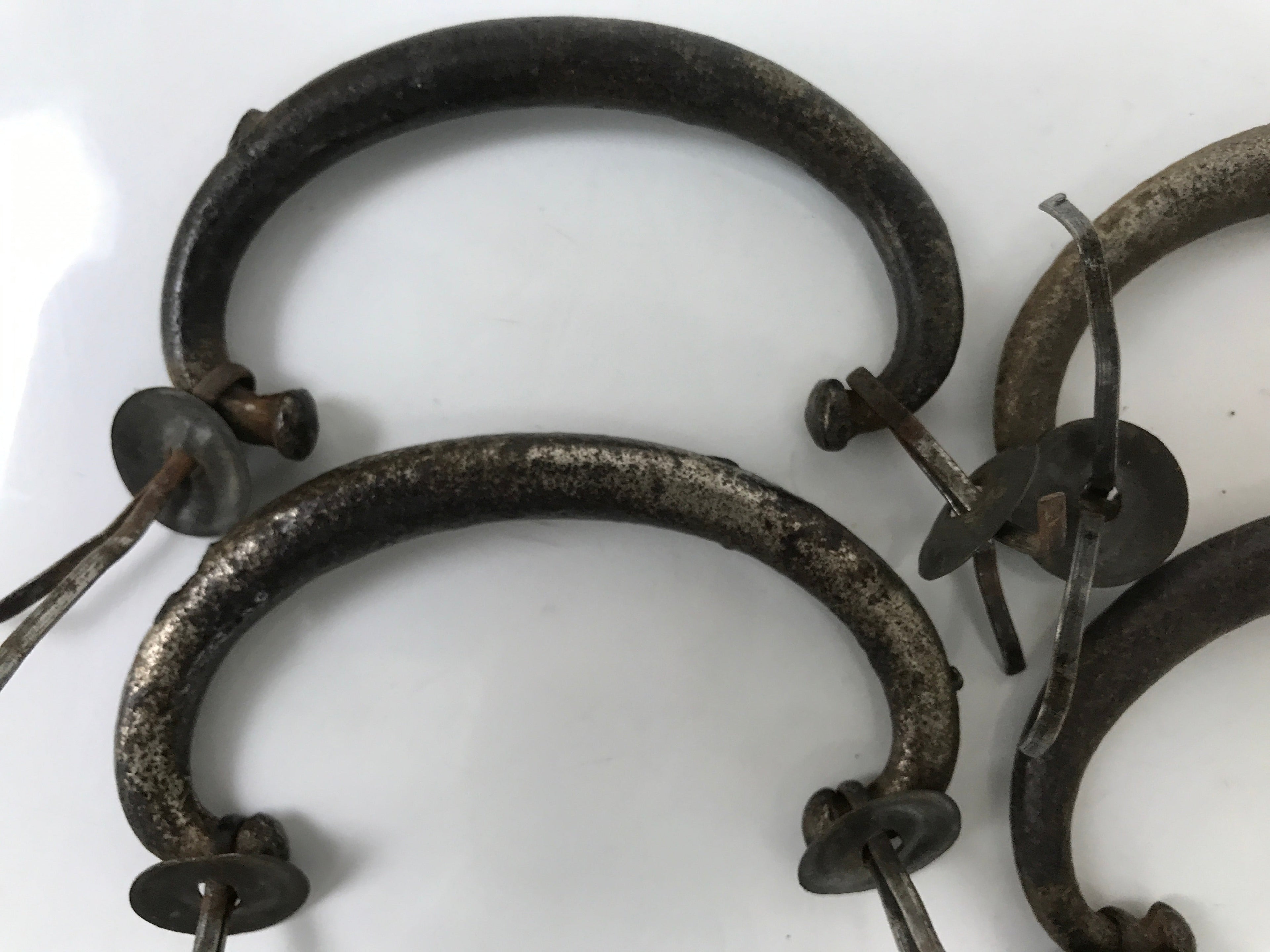 Antique Japanese Iron Tansu Chest Handle Drawer Furniture Hardware 4pc JK829