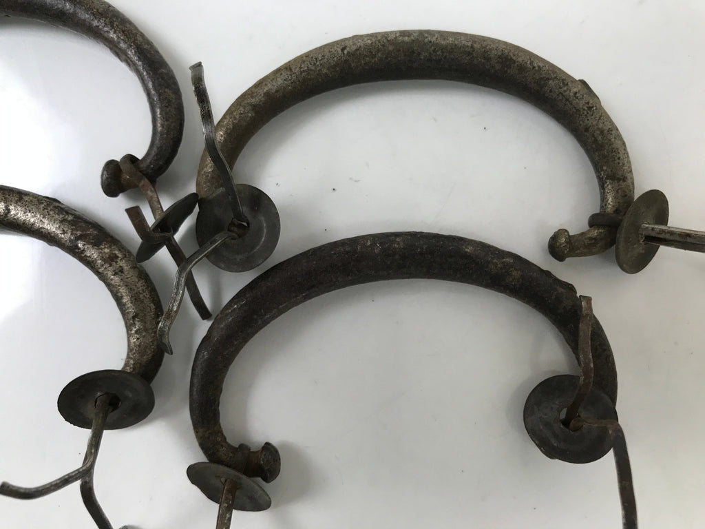 Antique Japanese Iron Tansu Chest Handle Drawer Furniture Hardware 4pc JK829