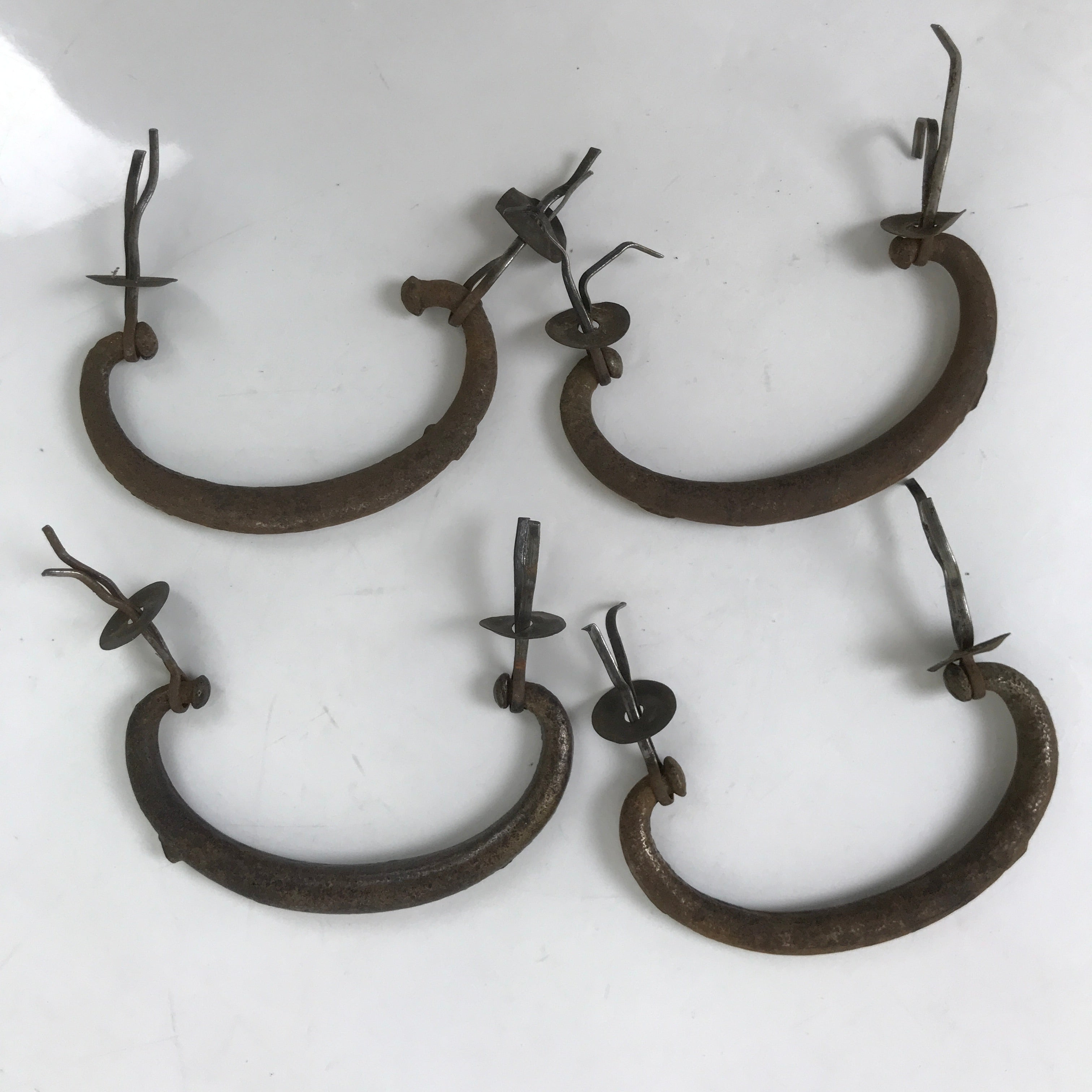 Antique Japanese Iron Tansu Chest Handle Drawer Furniture Hardware 4pc JK830