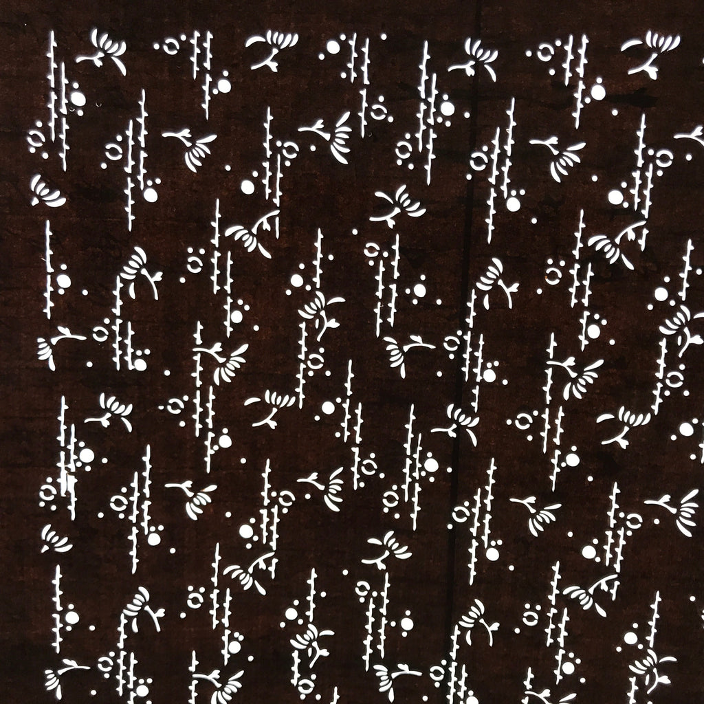 Antique Japanese Ise Katagami Paper Kimono Stencil Abstract Floral Design A710
