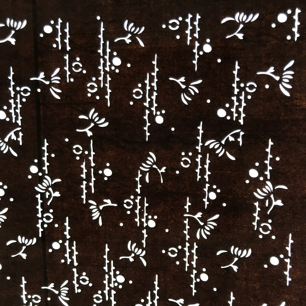 Antique Japanese Ise Katagami Paper Kimono Stencil Abstract Floral Design A710