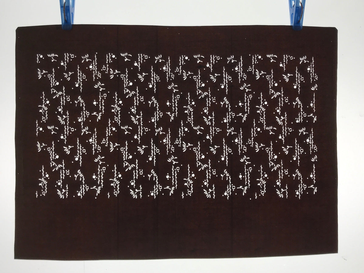 Antique Japanese Ise Katagami Paper Kimono Stencil Abstract Floral Design A710