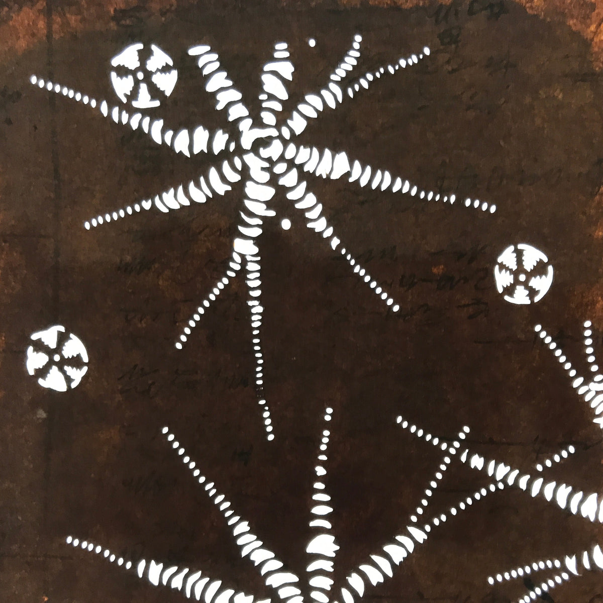 Antique Japanese Ise Katagami Paper Kimono Stencil Abstract Floral Design A745
