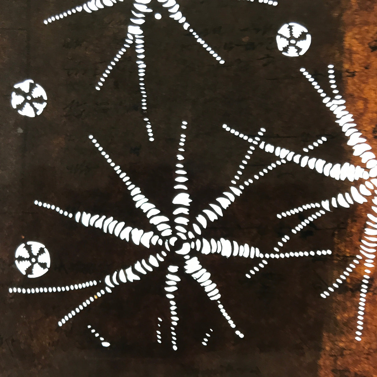 Antique Japanese Ise Katagami Paper Kimono Stencil Abstract Floral Design A745
