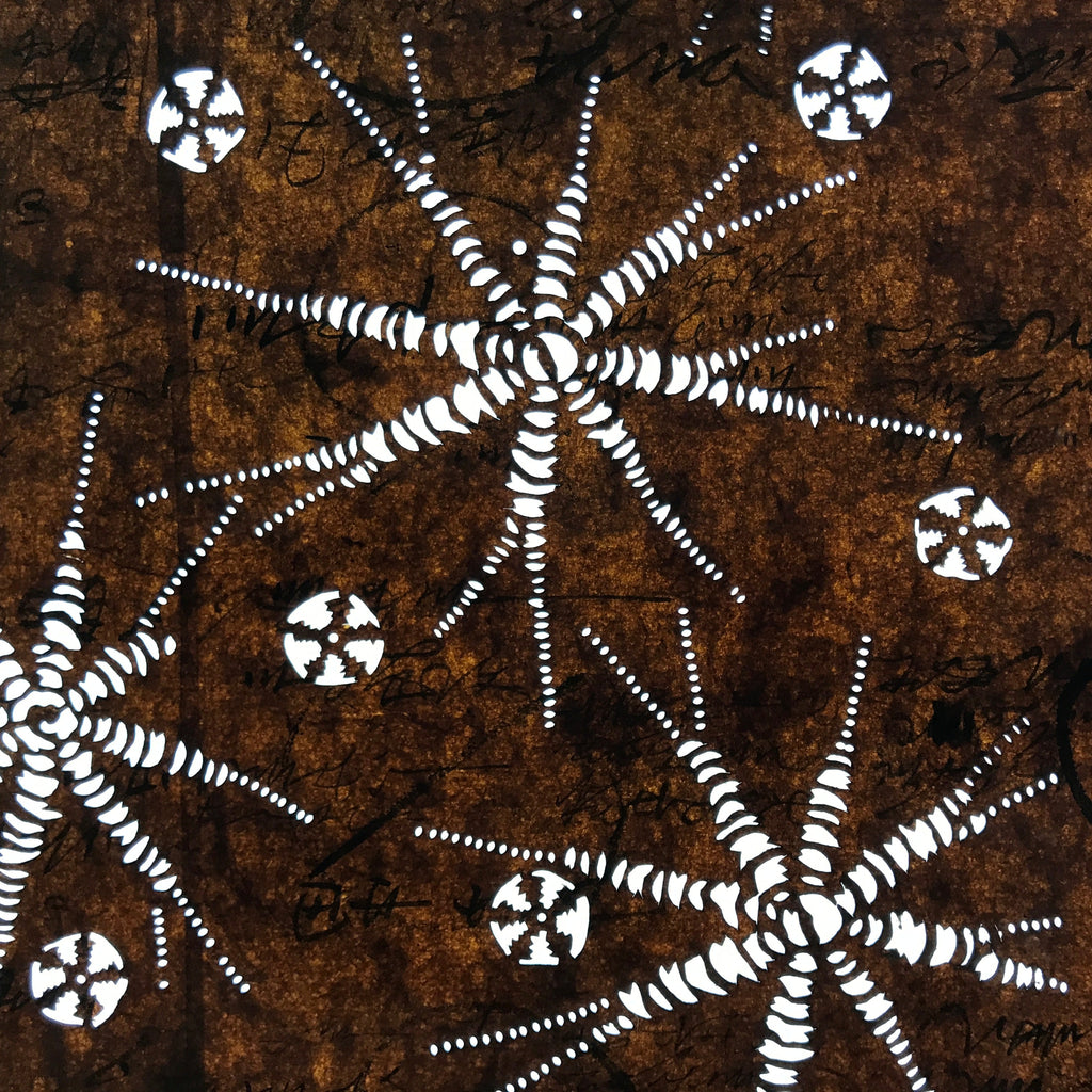 Antique Japanese Ise Katagami Paper Kimono Stencil Abstract Floral Design A745