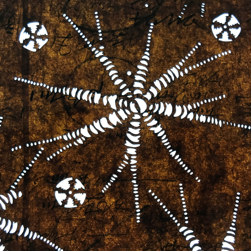 Antique Japanese Ise Katagami Paper Kimono Stencil Abstract Floral Design A745