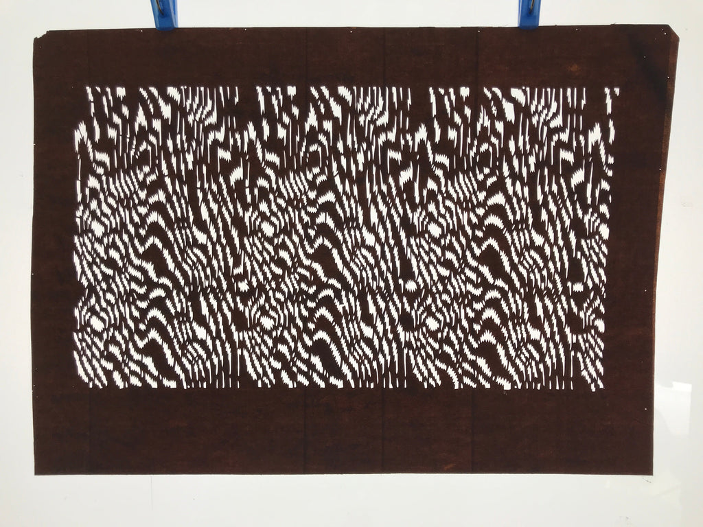 Antique Japanese Ise Katagami Paper Kimono Stencil Abstract Rippled Water A687