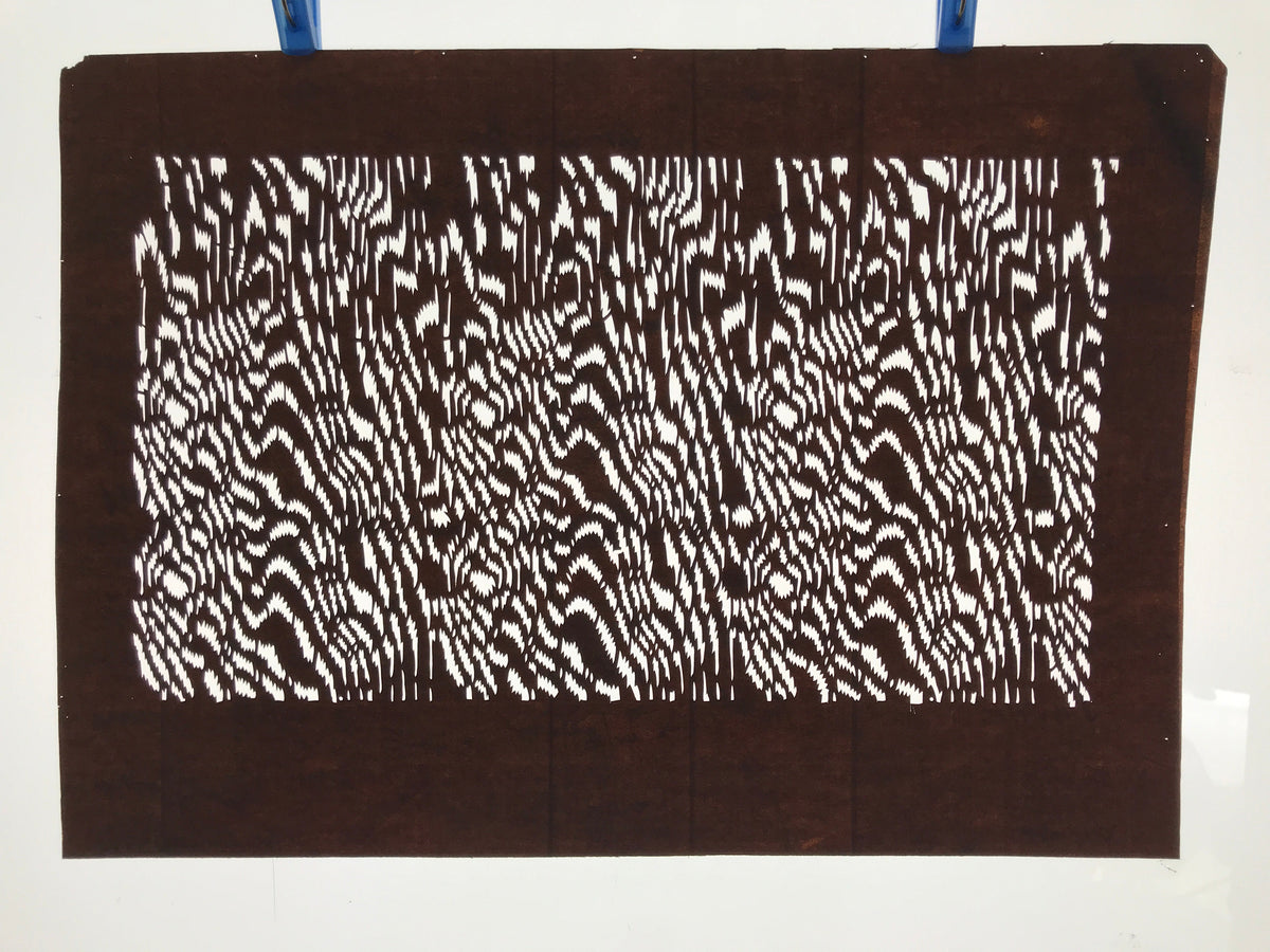 Antique Japanese Ise Katagami Paper Kimono Stencil Abstract Rippled Water A687