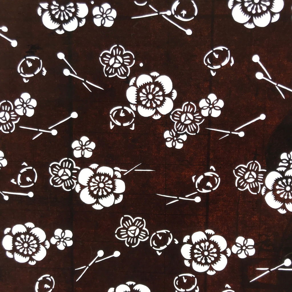 Antique Japanese Ise Katagami Paper Kimono Stencil Camellia Tsubaki Design A738