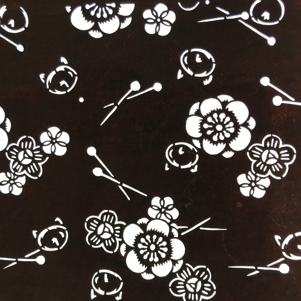 Antique Japanese Ise Katagami Paper Kimono Stencil Camellia Tsubaki Design A738