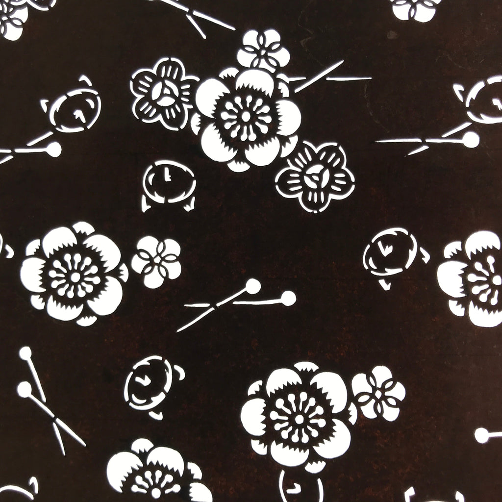 Antique Japanese Ise Katagami Paper Kimono Stencil Camellia Tsubaki Design A738