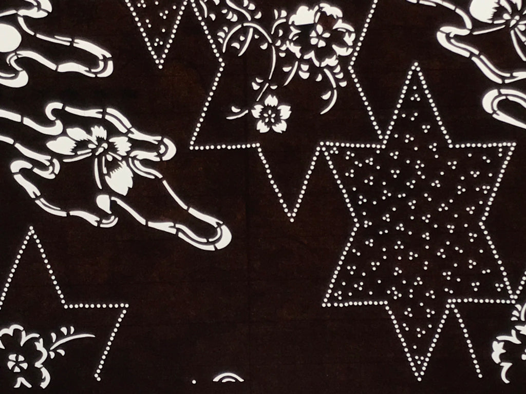 Antique Japanese Ise Katagami Paper Kimono Stencil Cherry Blossom Butterfly A847