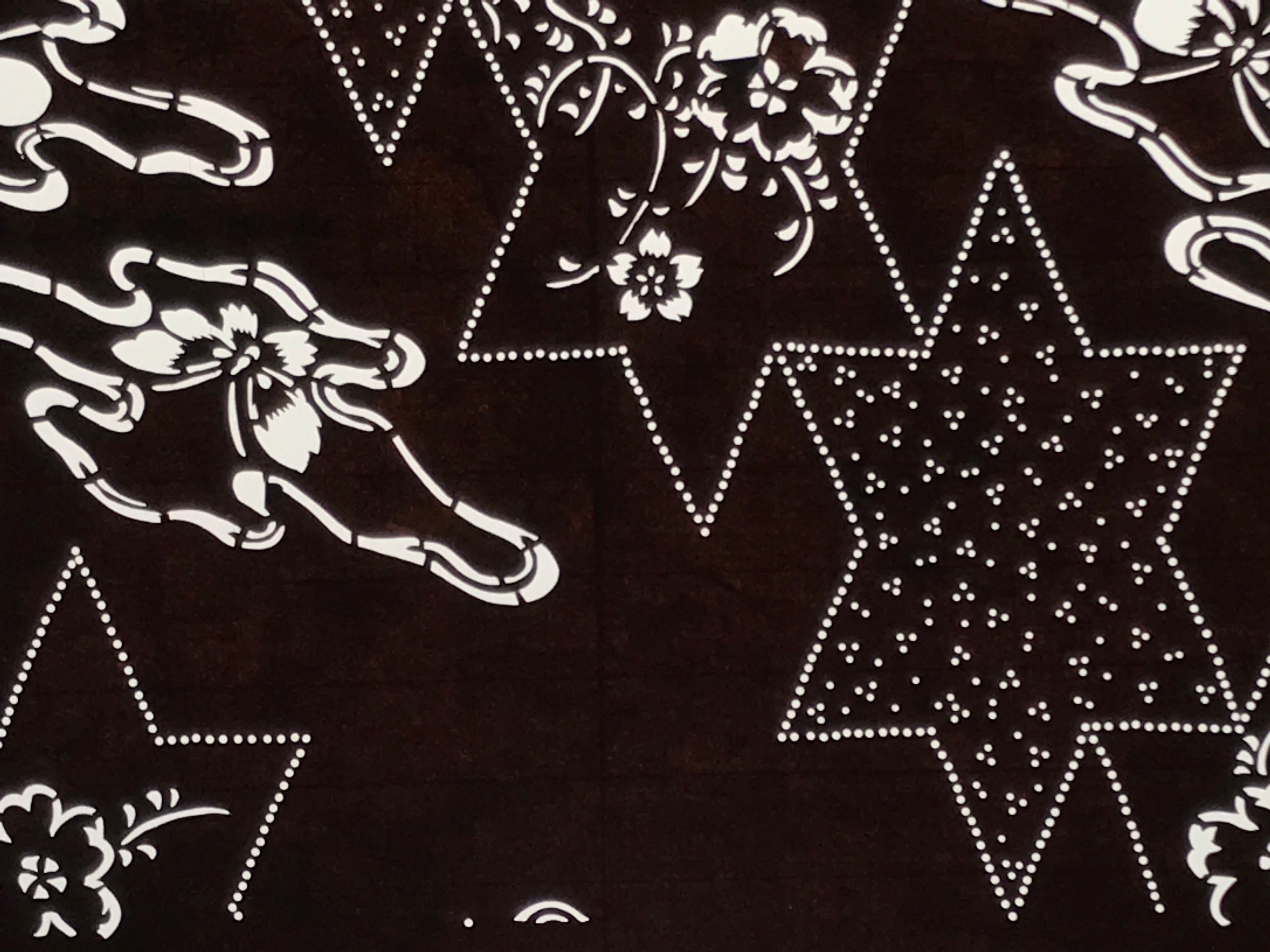 Antique Japanese Ise Katagami Paper Kimono Stencil Cherry Blossom Butterfly A847