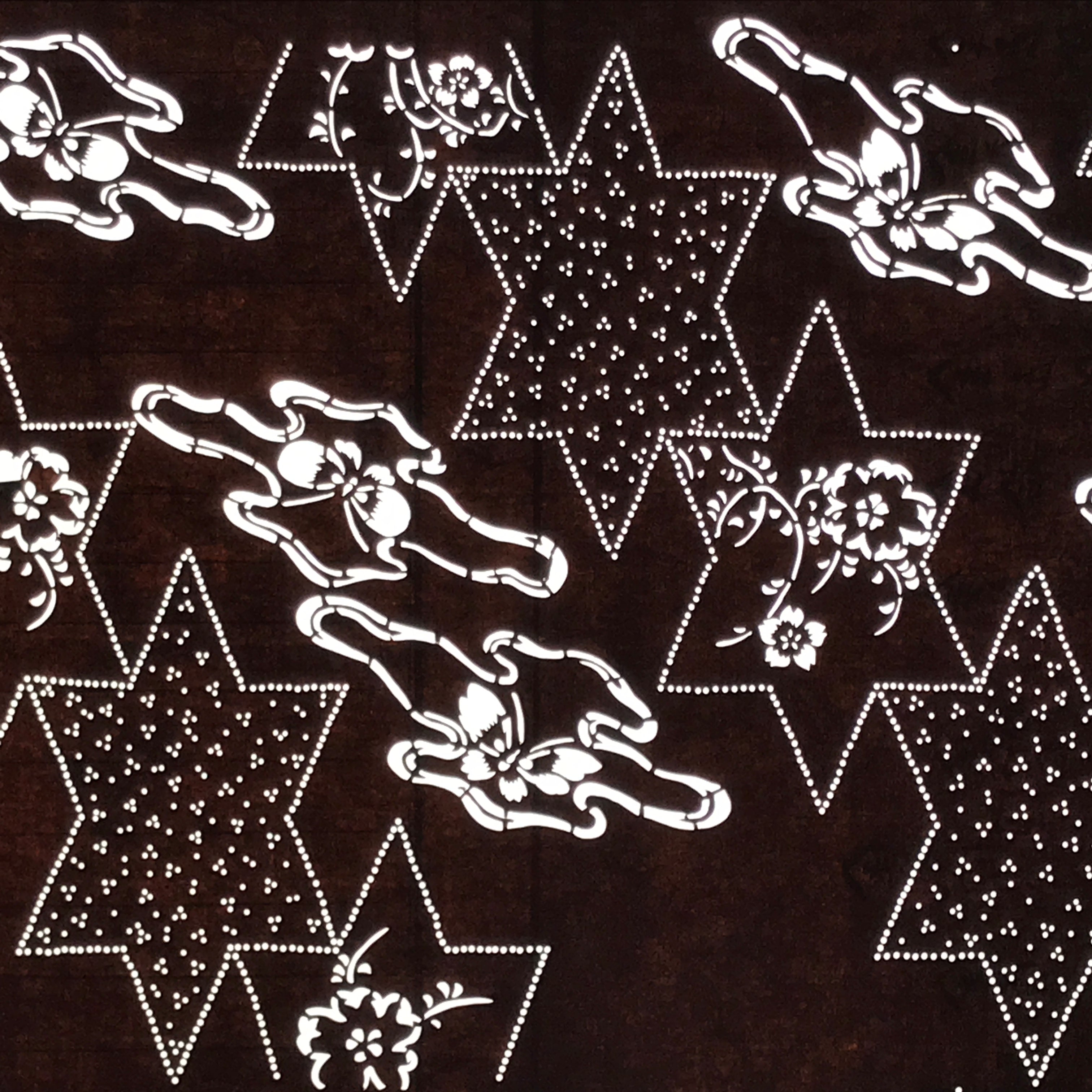 Antique Japanese Ise Katagami Paper Kimono Stencil Cherry Blossom Butterfly A847