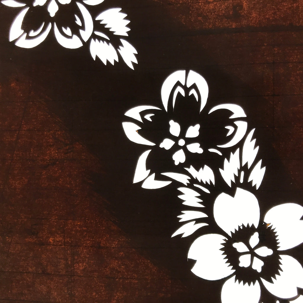 Antique Japanese Ise Katagami Paper Kimono Stencil Cherry Blossom Flowers A724