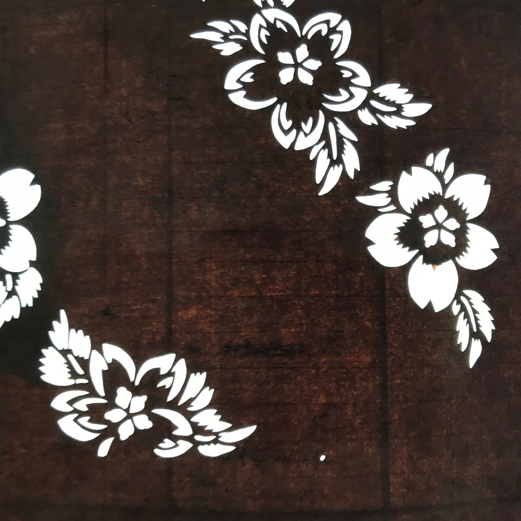 Antique Japanese Ise Katagami Paper Kimono Stencil Cherry Blossom Flowers A724