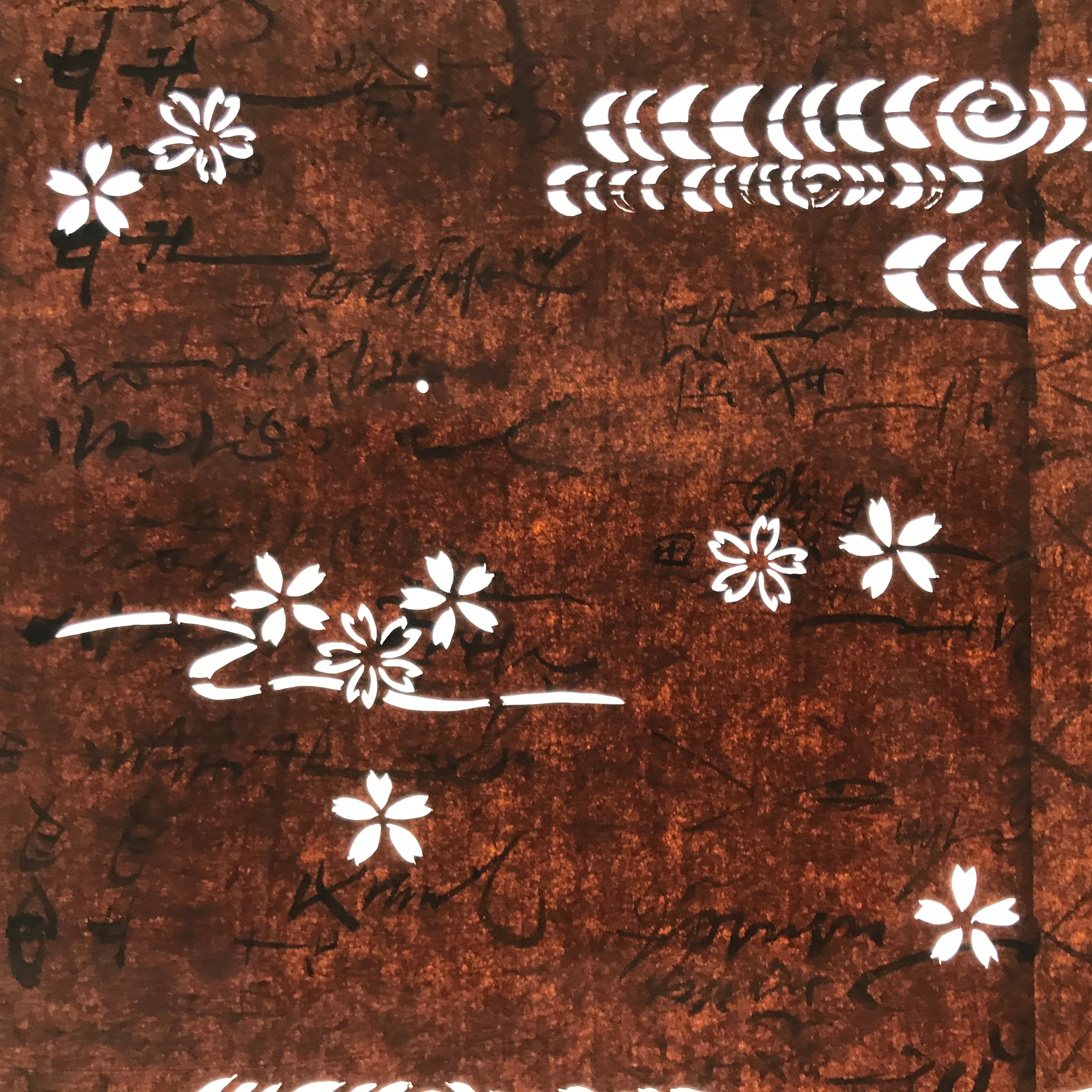 Antique Japanese Ise Katagami Paper Kimono Stencil Cherry Blossom Kanzemizu A723
