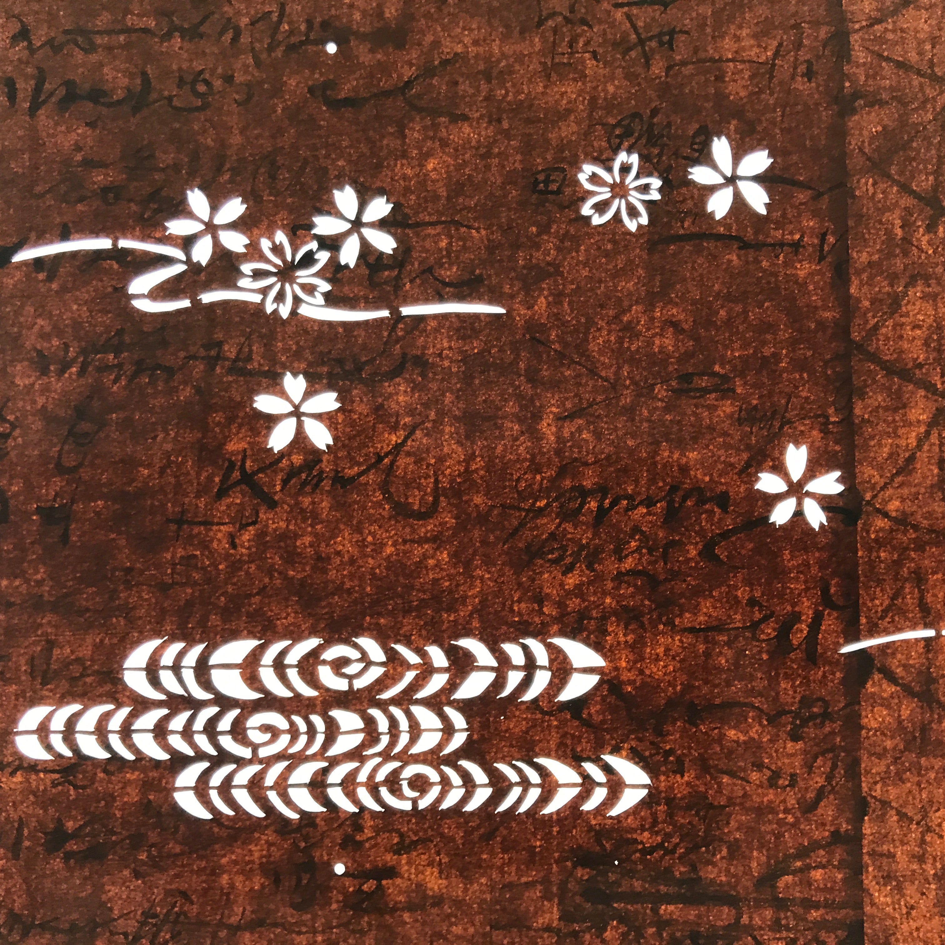 Antique Japanese Ise Katagami Paper Kimono Stencil Cherry Blossom Kanzemizu A723