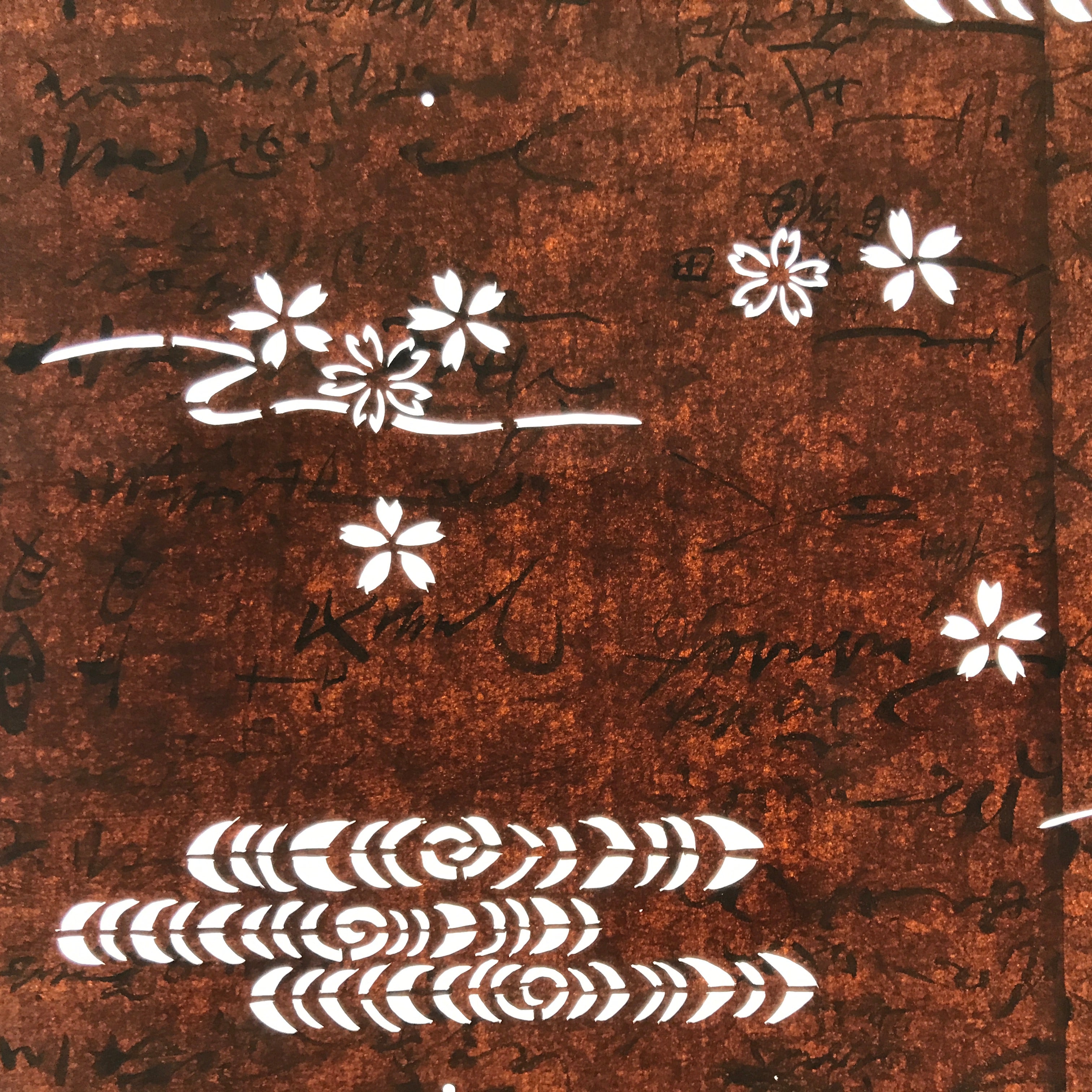 Antique Japanese Ise Katagami Paper Kimono Stencil Cherry Blossom Kanzemizu A723