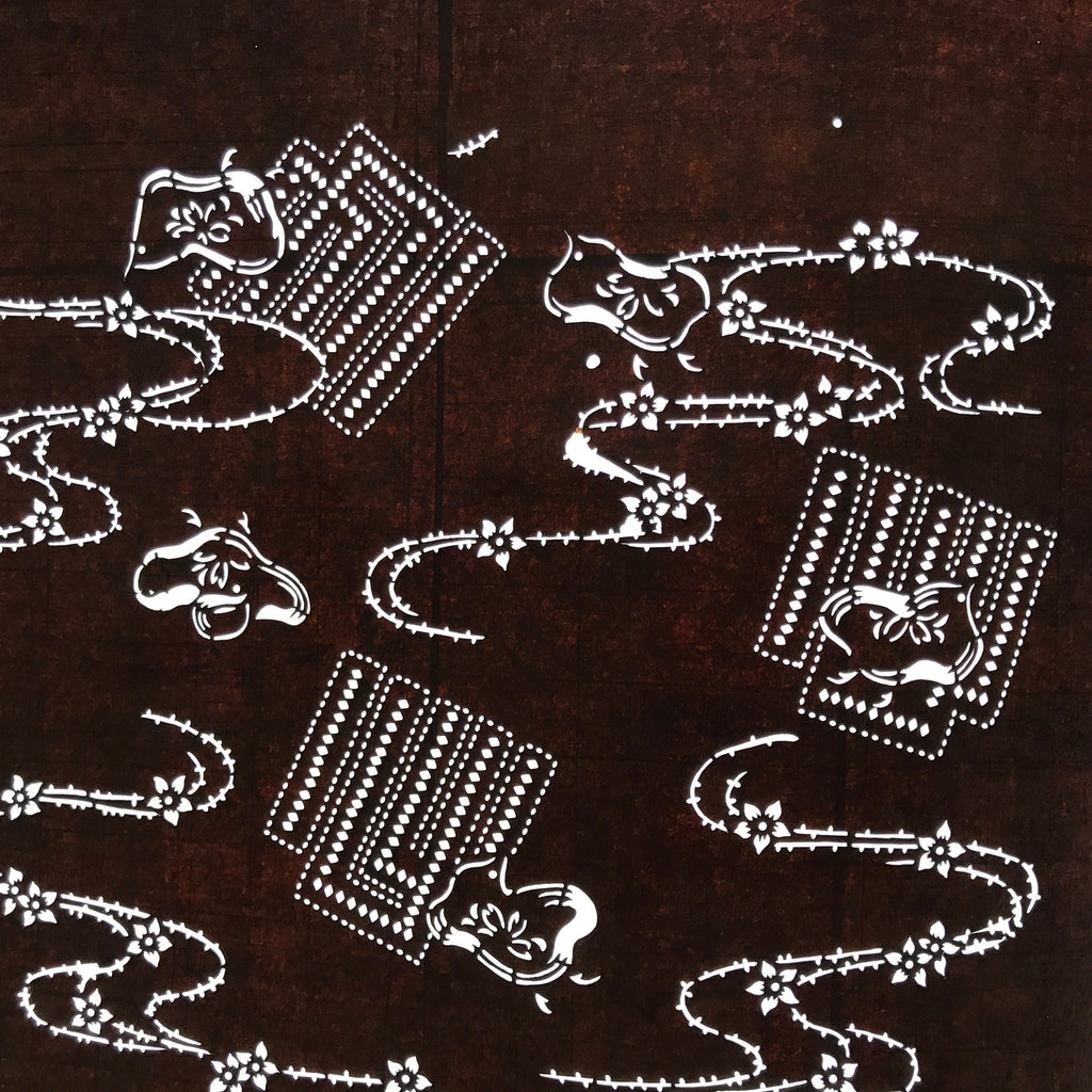 Antique Japanese Ise Katagami Paper Kimono Stencil Chidori Birds Kikyo A743
