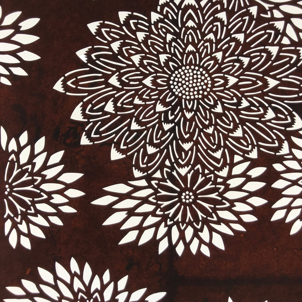 Antique Japanese Ise Katagami Paper Kimono Stencil Chrysanthemum Design A699
