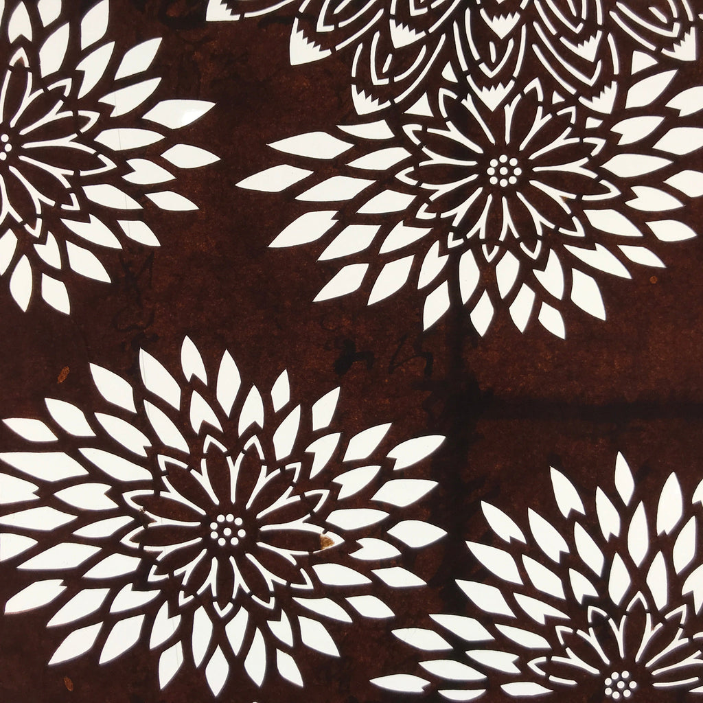 Antique Japanese Ise Katagami Paper Kimono Stencil Chrysanthemum Design A699