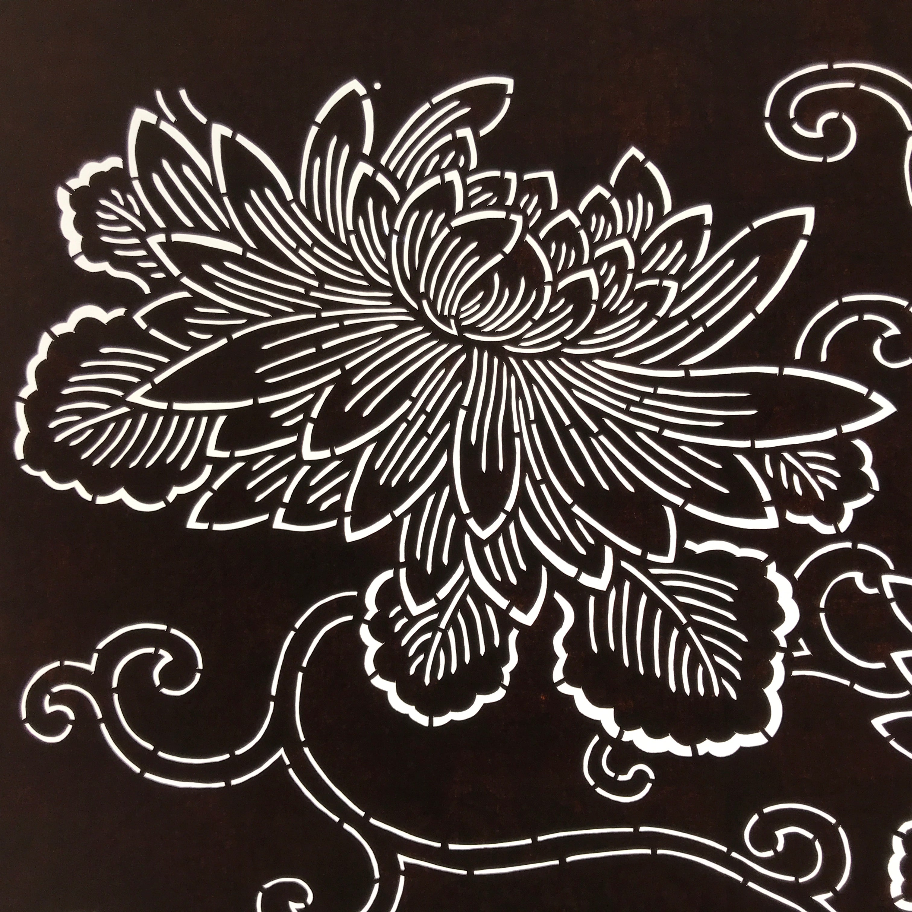 Antique Japanese Ise Katagami Paper Kimono Stencil Chrysanthemum Kiku A728