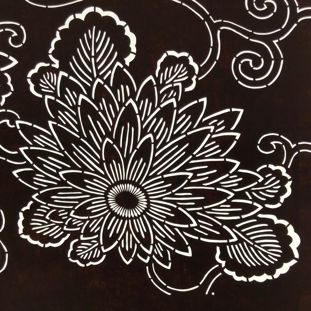 Antique Japanese Ise Katagami Paper Kimono Stencil Chrysanthemum Kiku A728