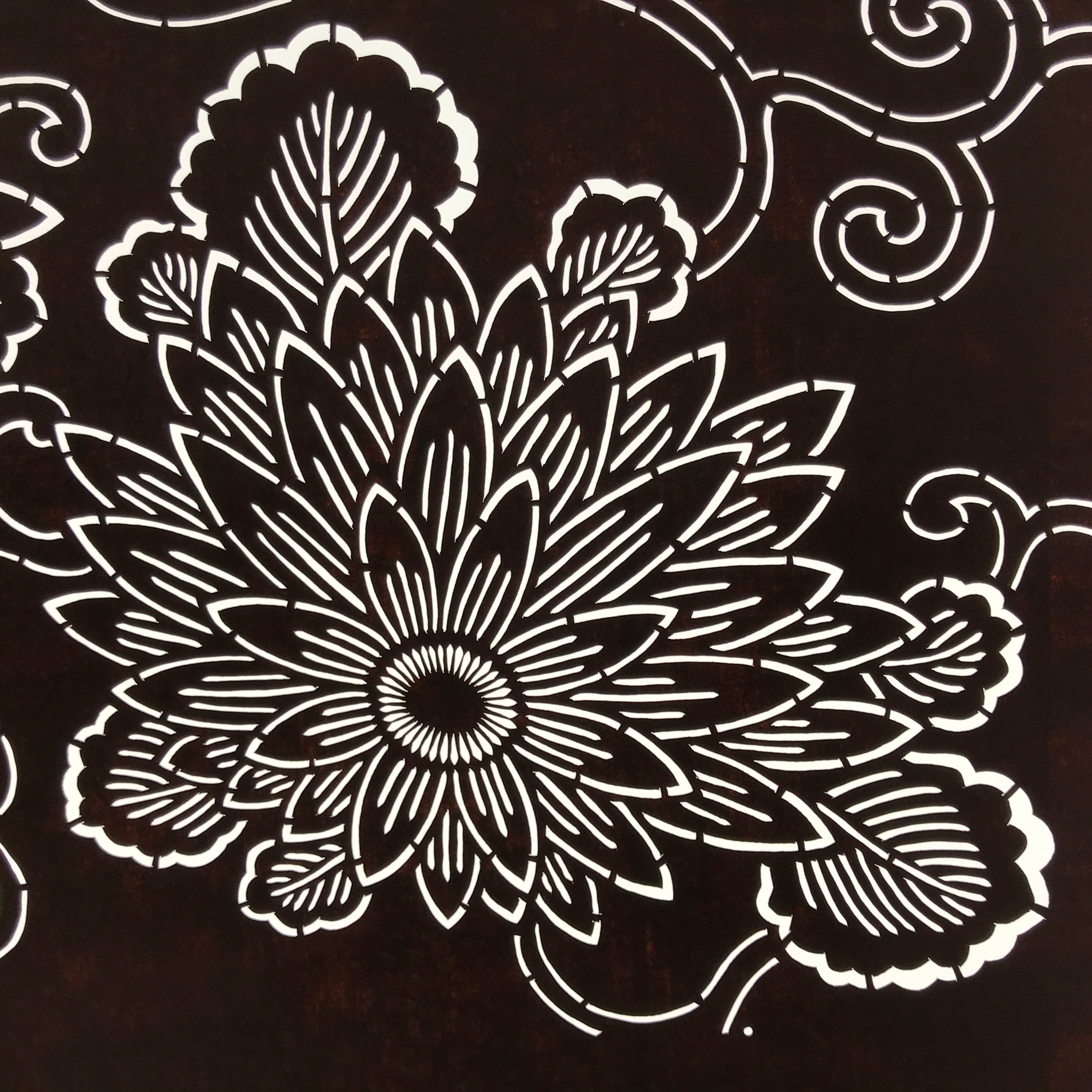 Antique Japanese Ise Katagami Paper Kimono Stencil Chrysanthemum Kiku A728