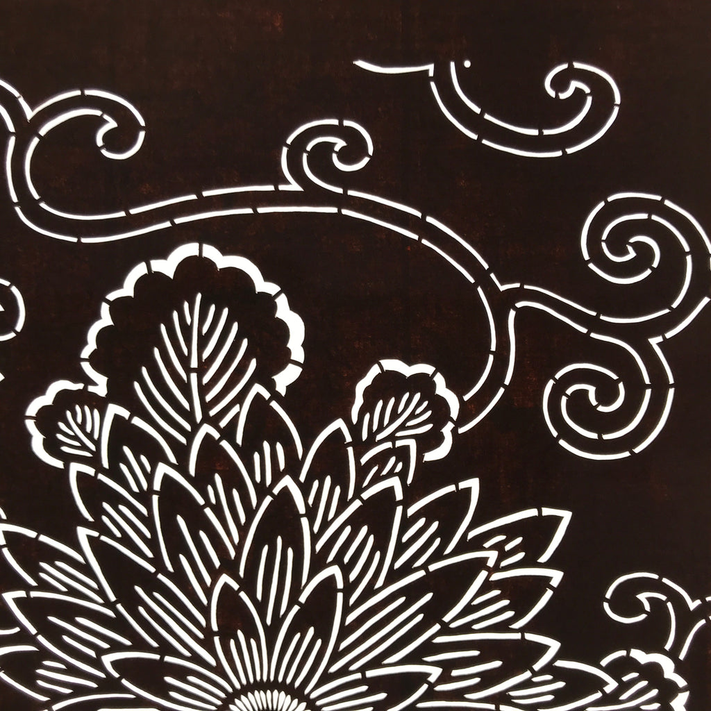 Antique Japanese Ise Katagami Paper Kimono Stencil Chrysanthemum Kiku A728