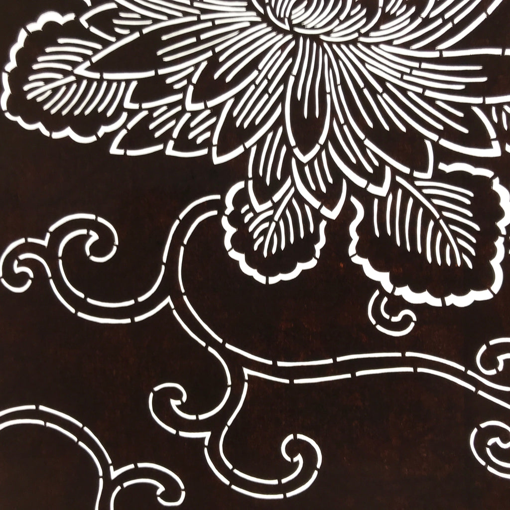 Antique Japanese Ise Katagami Paper Kimono Stencil Chrysanthemum Kiku A728