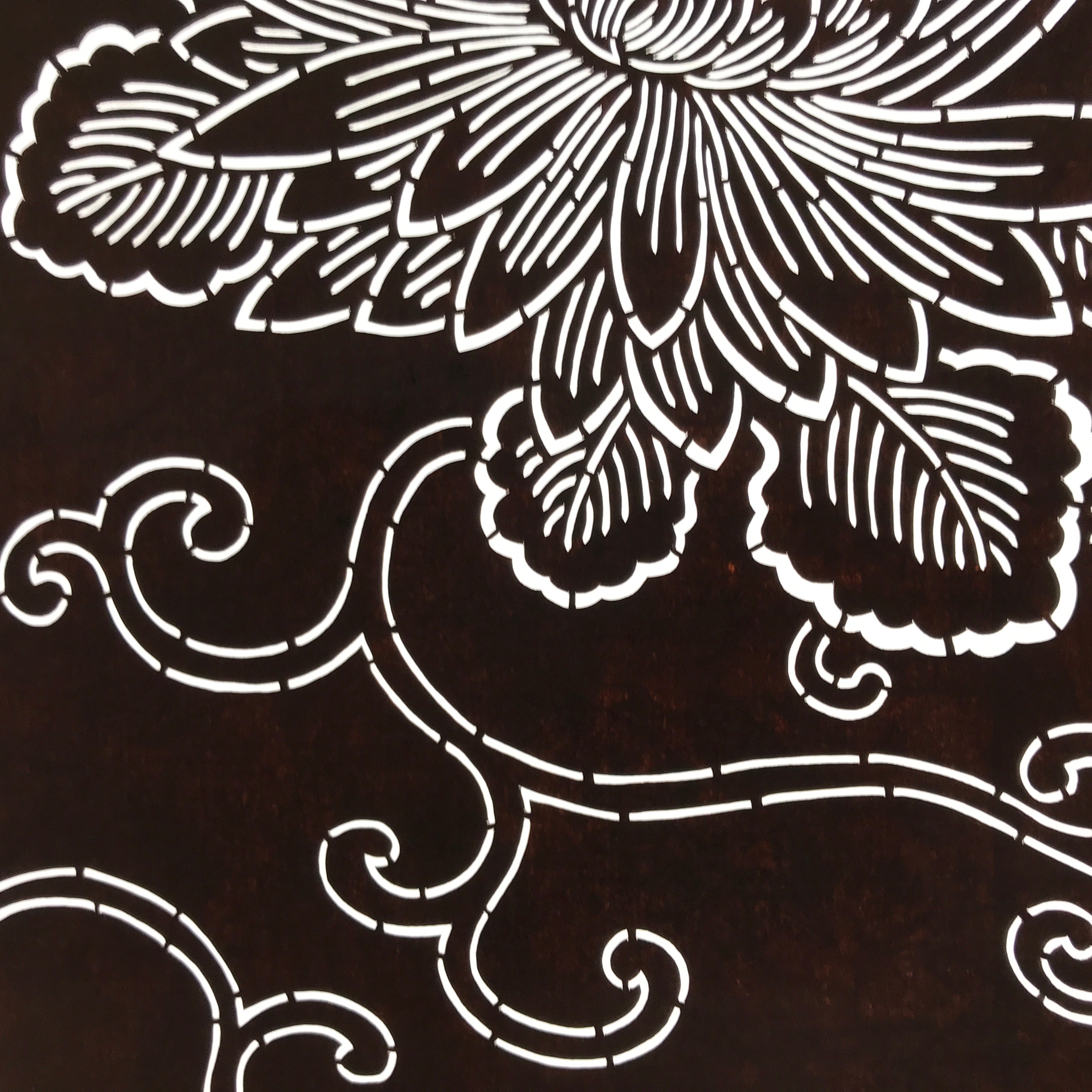 Antique Japanese Ise Katagami Paper Kimono Stencil Chrysanthemum Kiku A728