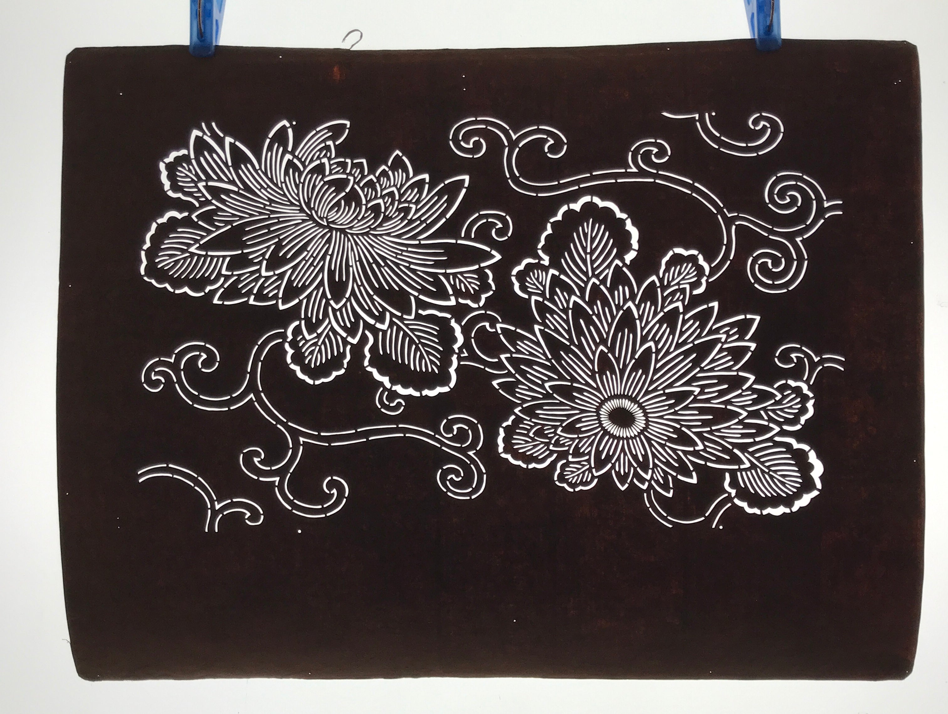 Antique Japanese Ise Katagami Paper Kimono Stencil Chrysanthemum Kiku A728