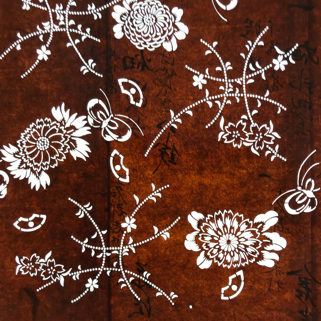Antique Japanese Ise Katagami Paper Kimono Stencil Chrysanthemum Kiku A741