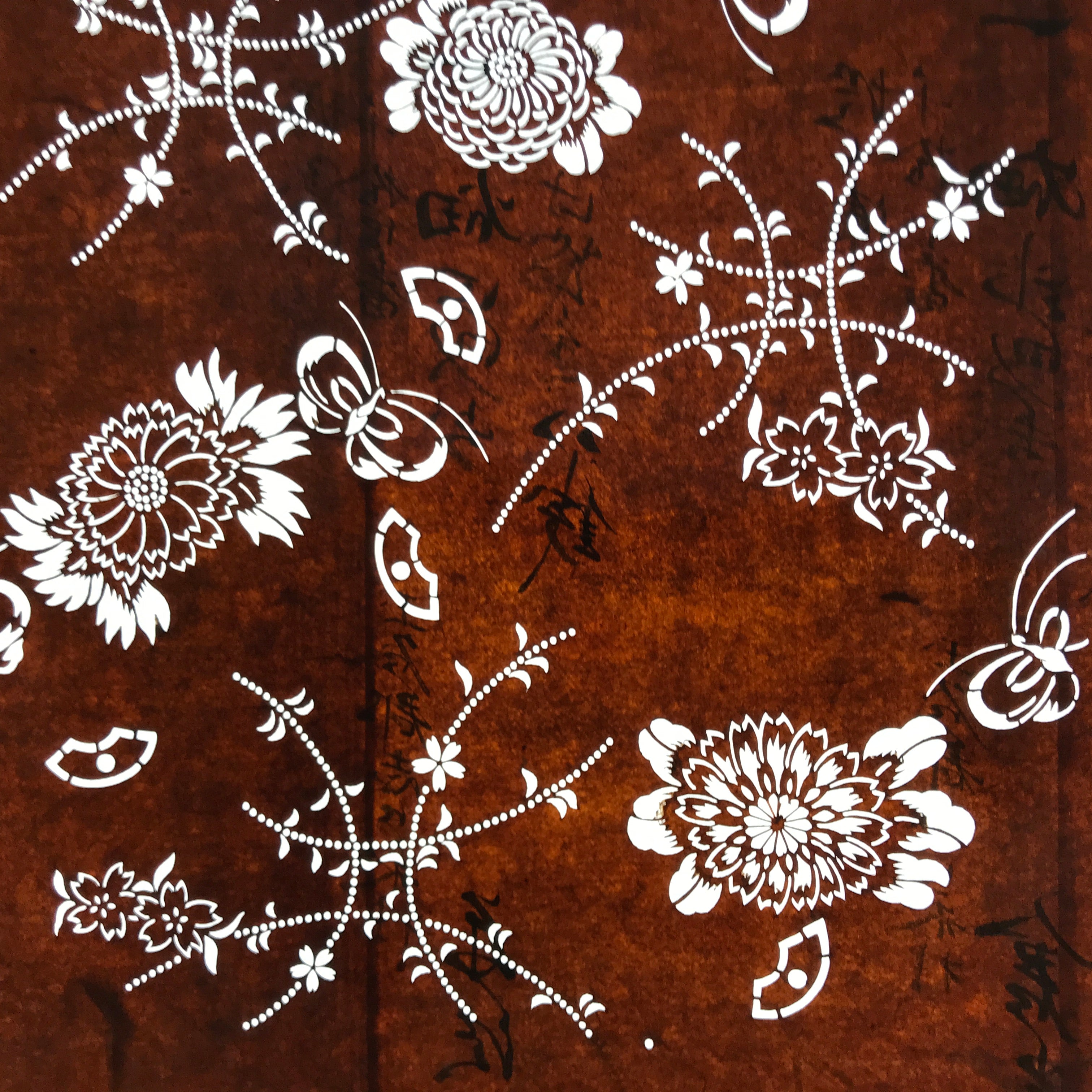 Antique Japanese Ise Katagami Paper Kimono Stencil Chrysanthemum Kiku A741